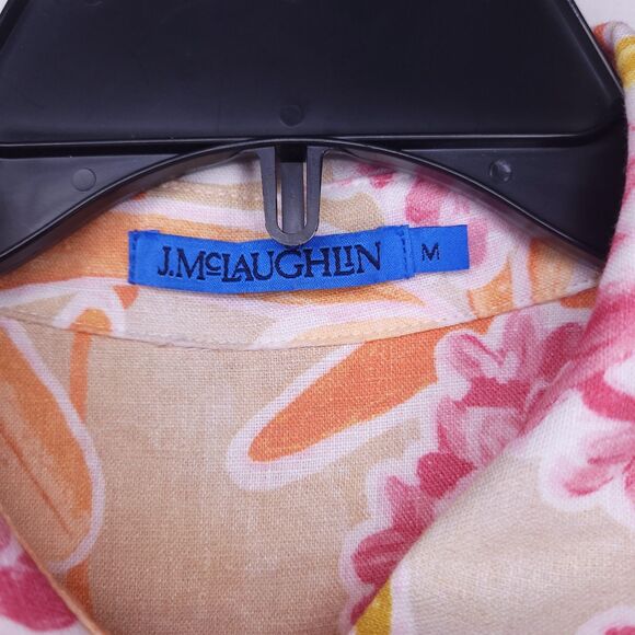 J Mclaughlin Linen Dress Medium Floral Beach Getaway Popover - Picture 9 of 11